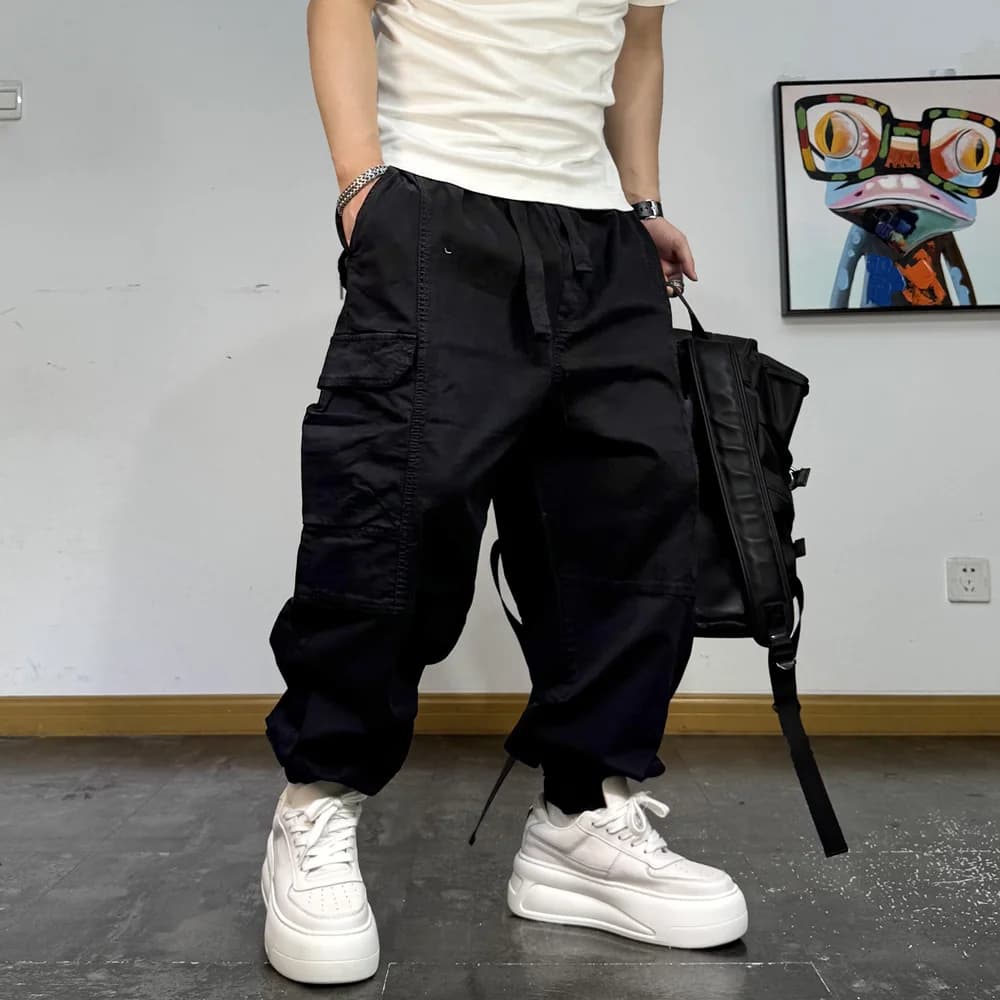 Pantalon Cargo Baggy pour hommes, Streetwear coréen, haute qualité, multi-poches, rétro, survêtement