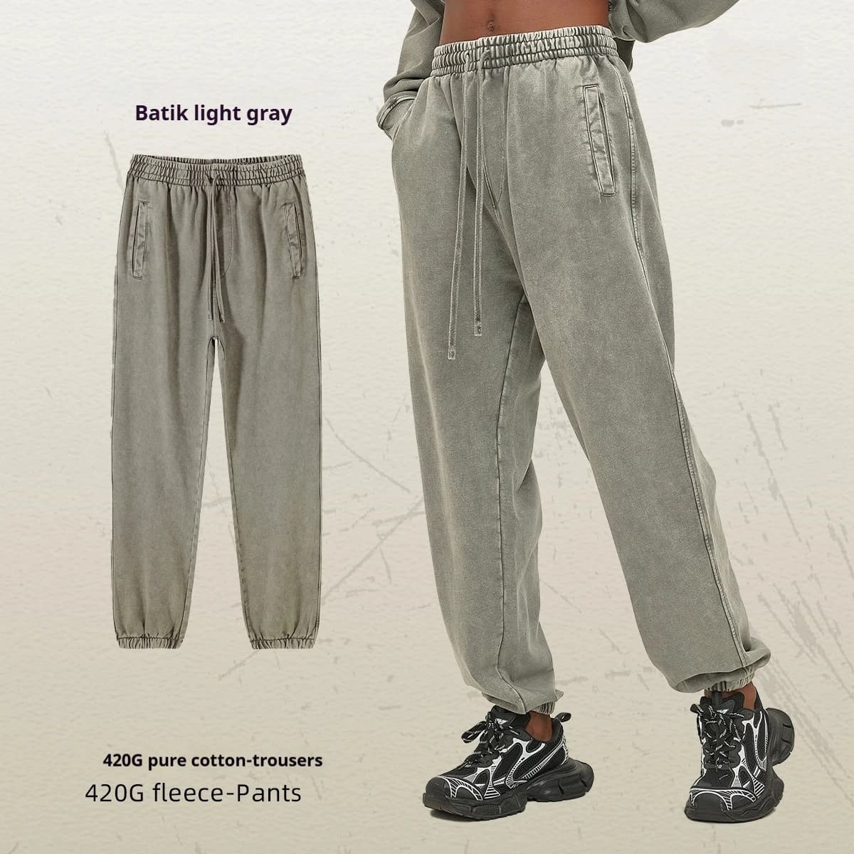 Pantalons de survêtement Joggers femmes hommes Vintage lavage en détresse léger ourlet rond délavé b