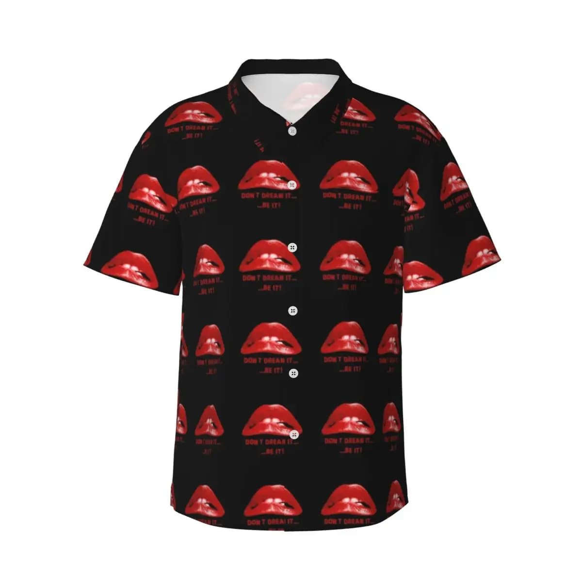 Chemise de vacances à imprimé lèvres pour hommes, chemises décontractées hawaïennes, chemisiers à ma