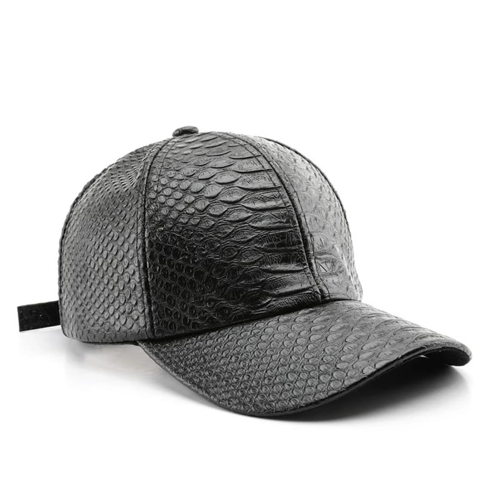 Casquette de baseball en cuir PU imitation crocodile style hip-hop urbain, idéale pour les tenues de