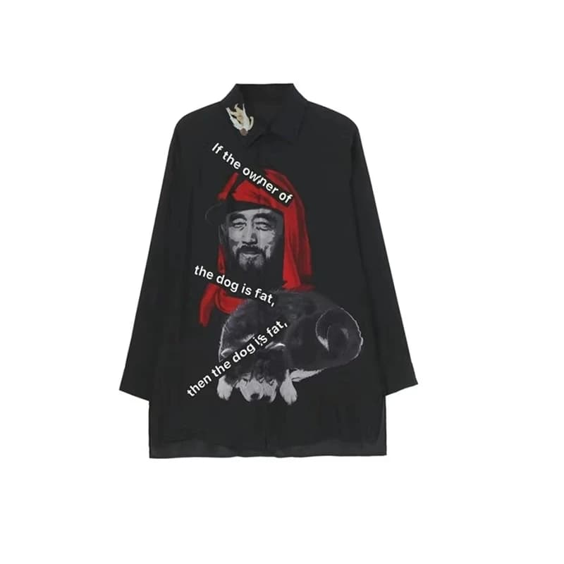 Chemise de style YAMAMOTO 26AW, haut imprimé à motif floral rouge pour hommes et femmes, chemise amp