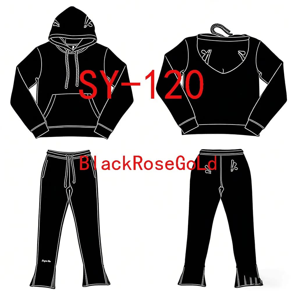 SY-120 Jogging Streetwear sweats à capuche pantalon ensemble survêtement hommes vêtements or Rose bo