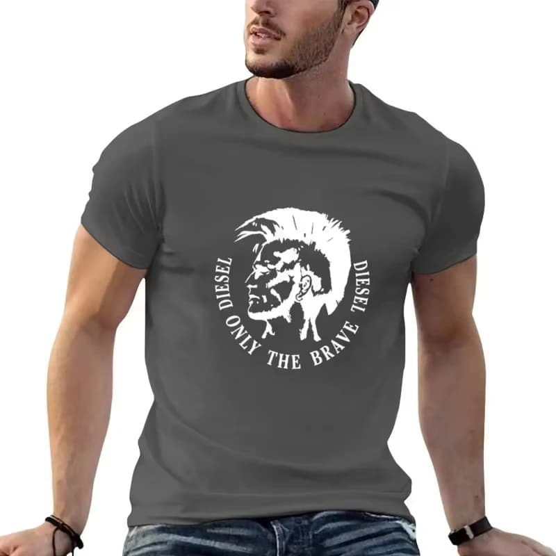 DIESEL Only The Brave Mohican – T-shirt 100% coton avec graphismes, nouvelle collection été 2026, po
