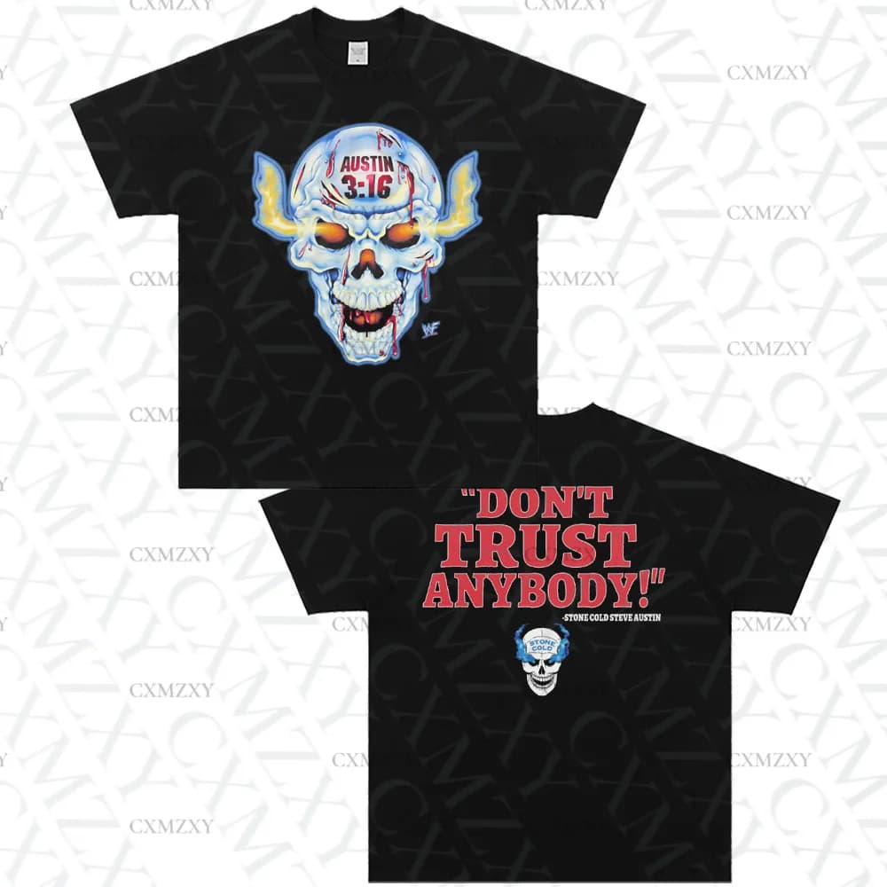 Stone Cold Steve Austin loisirs lutte pur coton rétro à manches courtes T-shirt de haute qualité mar