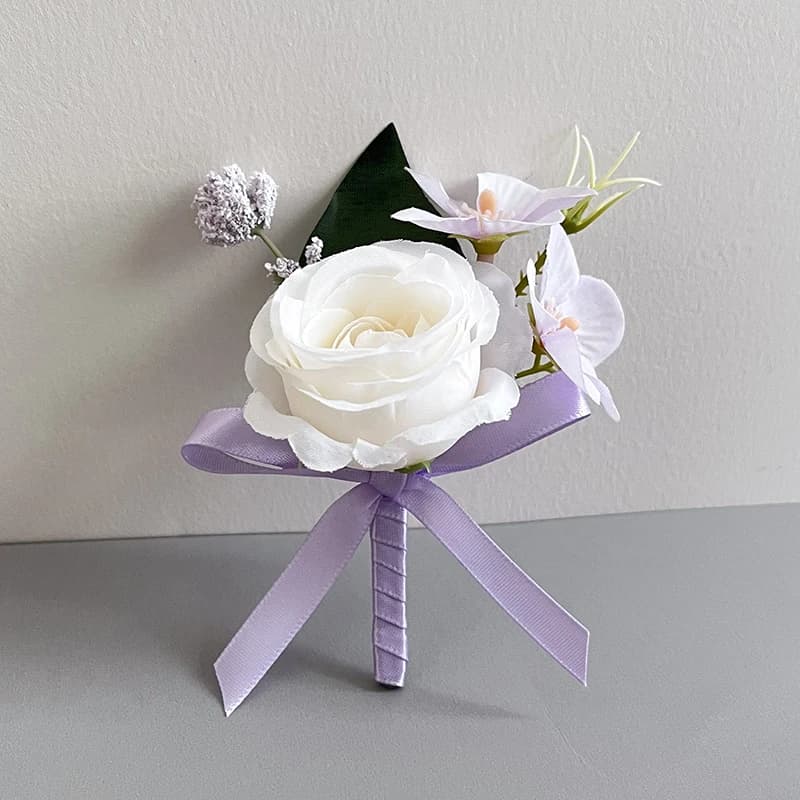 Bouquet de mariée, accessoires de mariage, pivoines violettes, roses blanches, fournitures de mariag
