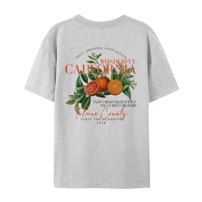 T-shirt rétro orange californien pour femme, t-shirt fruits chauffe-citerne mignon, vintage, esthéti