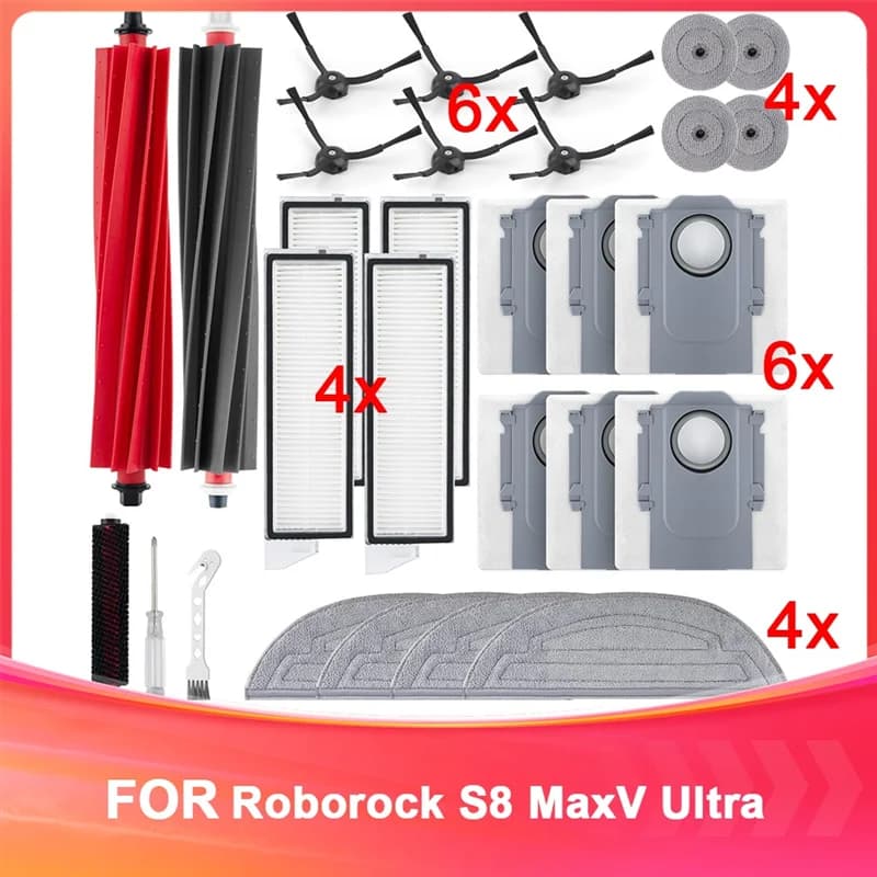 EYFL-Kit d'accessoires pour aspirateur Robot Roborock S8 Maxv Ultra, brosses principales, sacs à pou