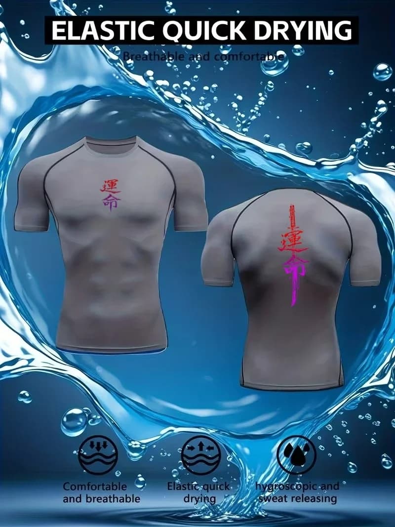 T-shirt de compression homme 2026 – Vêtement de sport d'été, T-shirt de course élastique à séchage r
