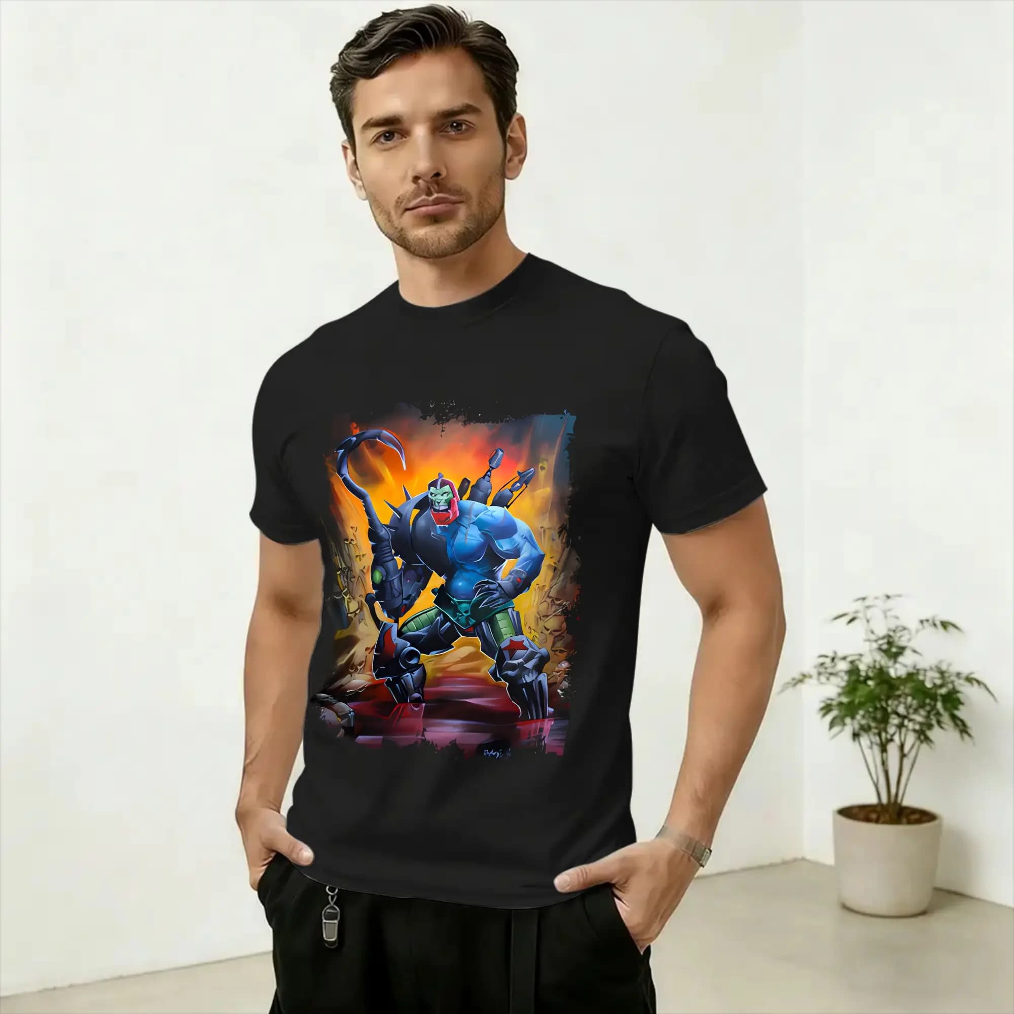 H-He Mans Born in Blood & Fire T-Shirt pour hommes, t-shirt en pur coton, col rond, manches courtes,