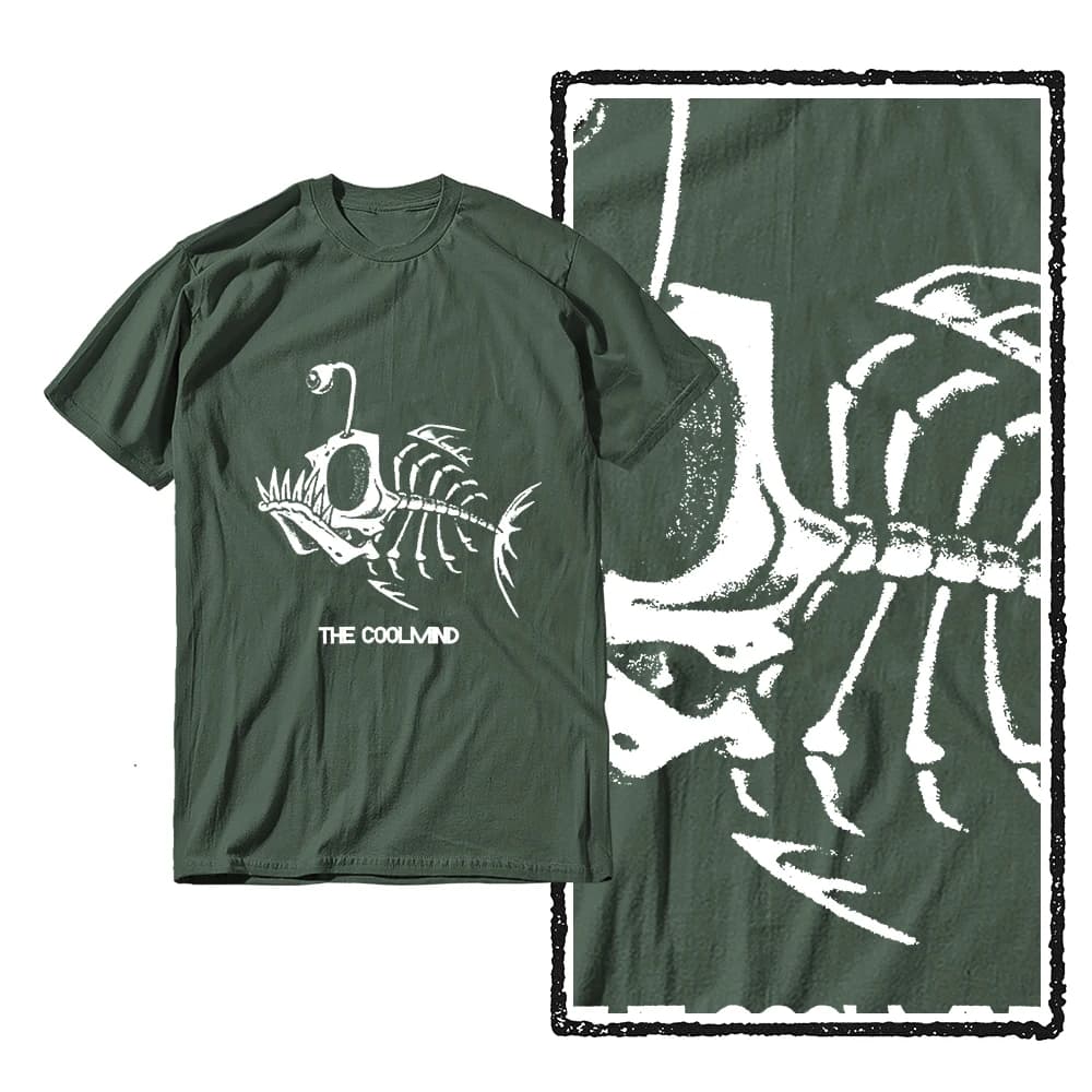 Bonefish crâne poisson de mer profonde squelette drôle pêcheur hommes T-Shirt coton col rond manches