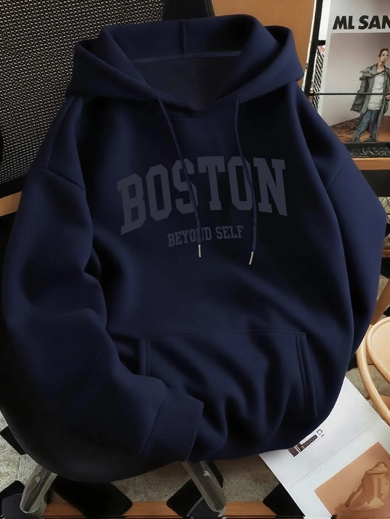 Sweat à capuche unisexe, pull à imprimé vintage représentant la ville de Boston, coupe ample, style