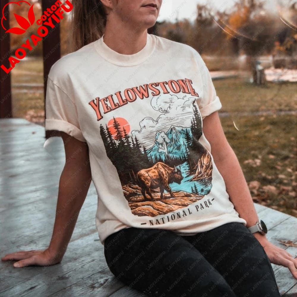 T-shirt vintage du parc national de Yellowstone, style rétro, parcs américains, tendance, Granola Gi