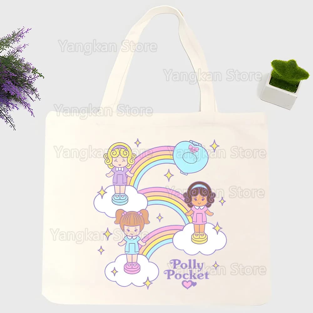 Polly poche dessin animé toile sac à bandoulière femme Harajuku drôle grande capacité Eco environnem