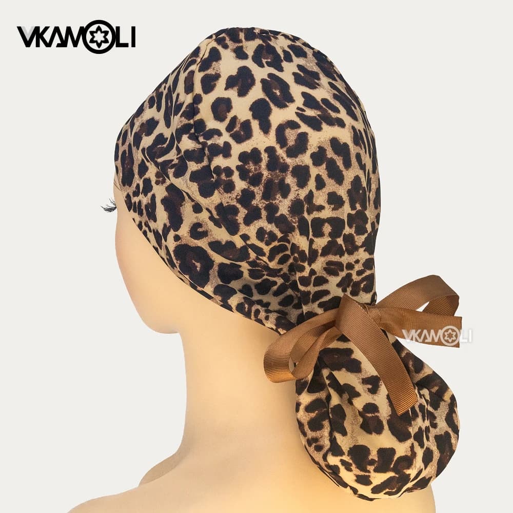 Chapeau queue de cheval gris à imprimé léopard avec taille réglable pour femmes aux cheveux longs, t