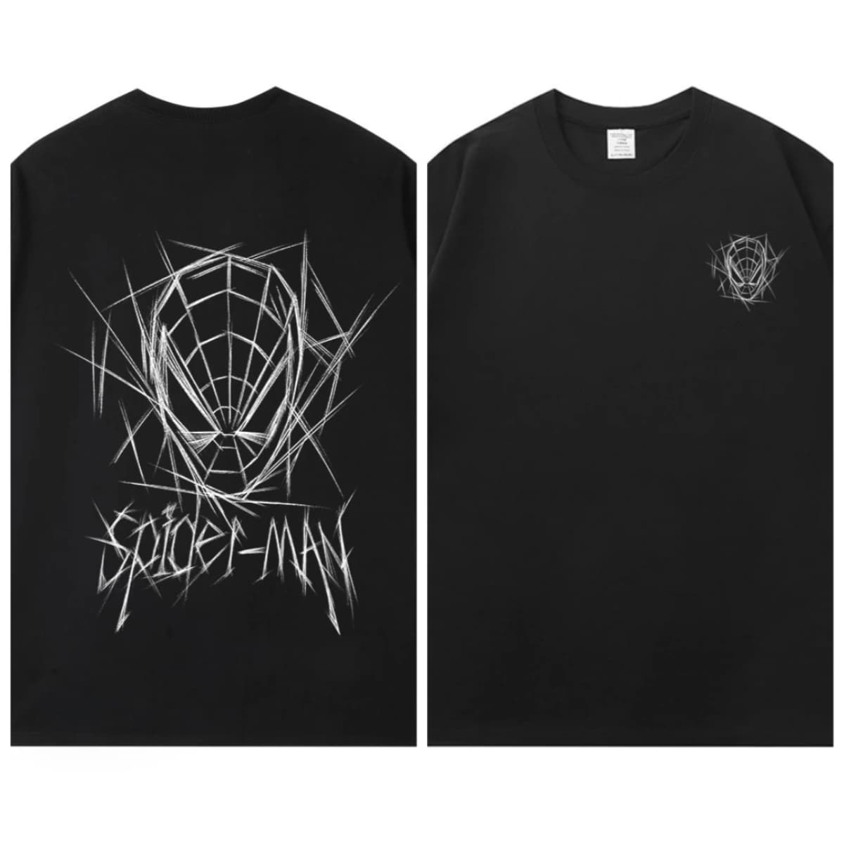 Nouveau T-shirt Homme Spider-Man 2026 avec Imprimé Graffiti et Art Lignes, Coton, Manches Courtes, C
