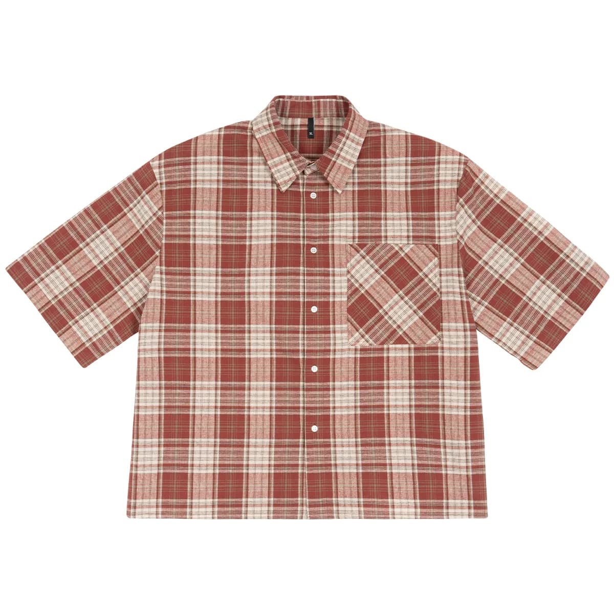 Chemise à manches courtes à carreaux pour hommes, 100% coton, surdimensionnée, décontractée, Slim Fi