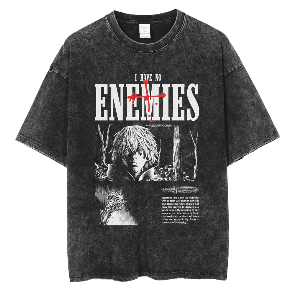 VINLAND SAGA-T-shirt en coton délavé pour hommes et femmes, T-shirt manga, T-shirt à manches courtes