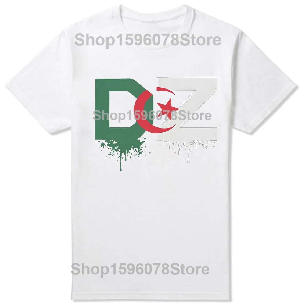 Vintage t-shirt été DZ algérie drapeau algérien nouveauté t-shirts coton t-shirt pour homme Y2K basi