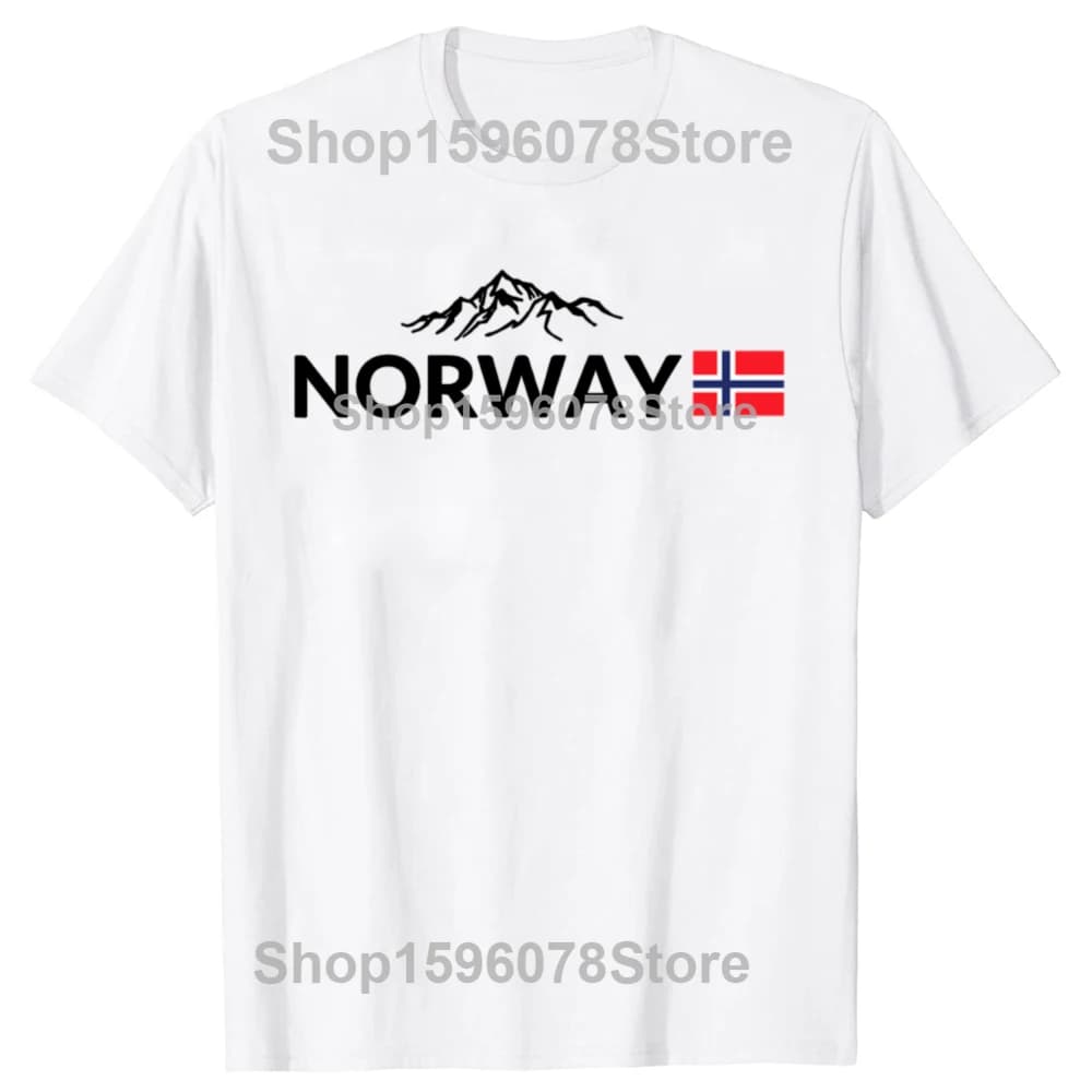 Drôle drapeau de la norvège montagne extérieur graphique T-shirts hommes femmes mode t-shirt décontr