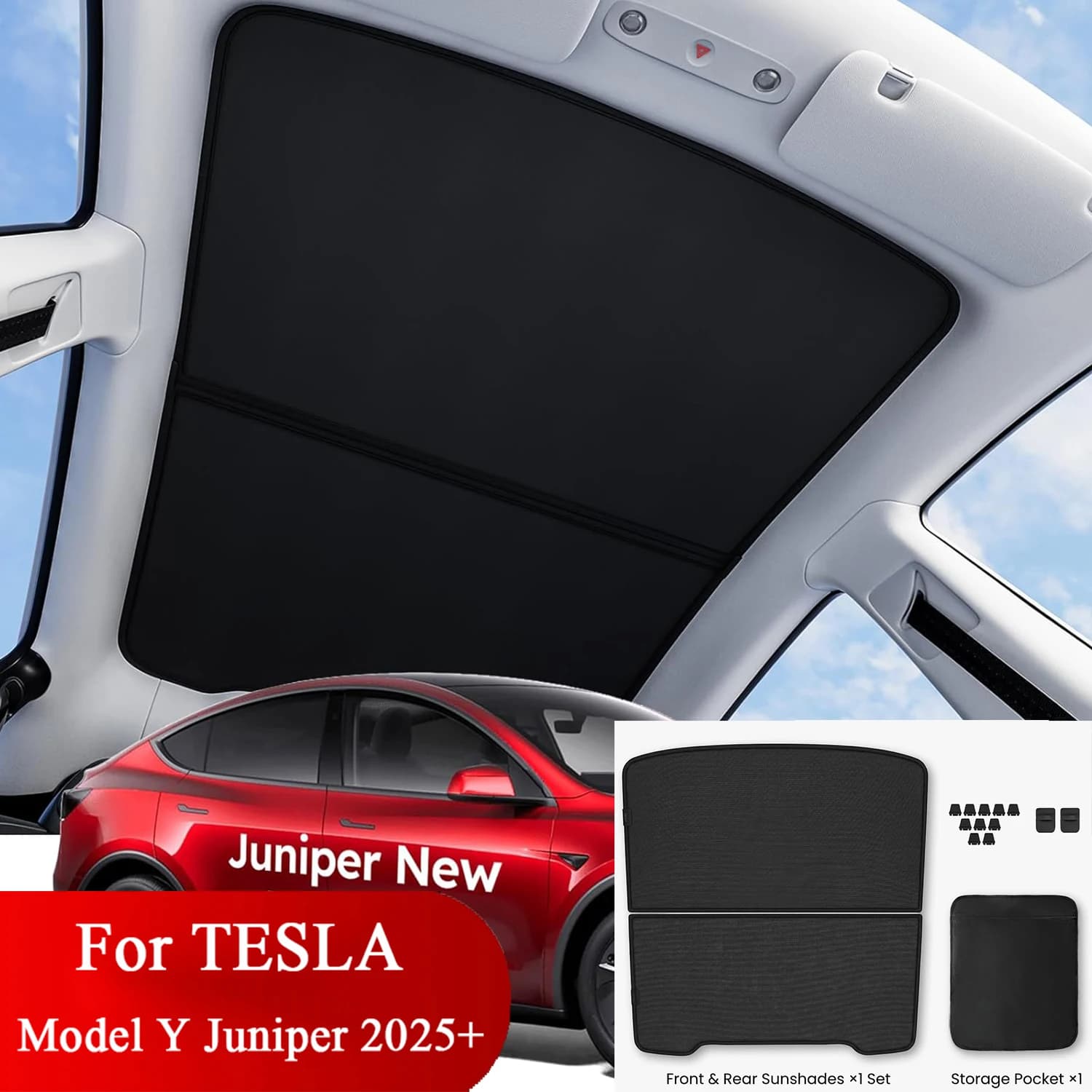 Pare-soleil de toit pour Tesla Model Y Juniper 2025 2026 – Accessoires de lancement – Isolation ther