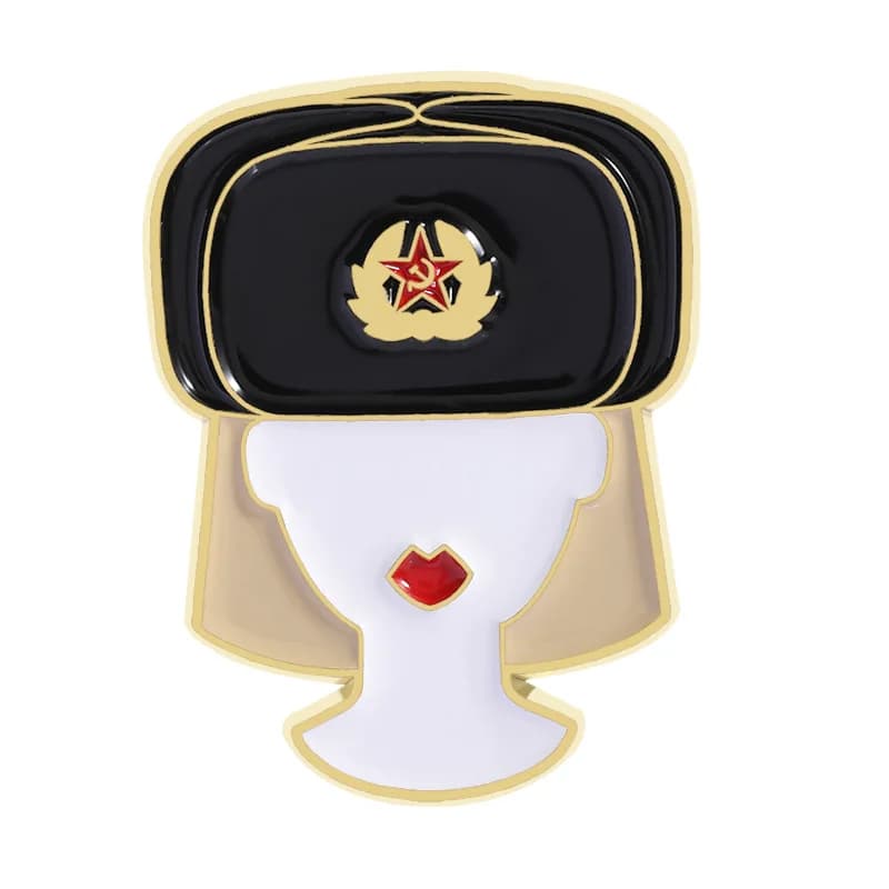 Broche en émail de dessin animé : Fille russe en tenue nationale avec lunettes de soleil, Avatar de