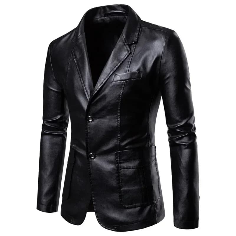 2026 costumes en cuir pour hommes vestes Blazers mince mode mâle pardessus en cuir PU Blazers vestes
