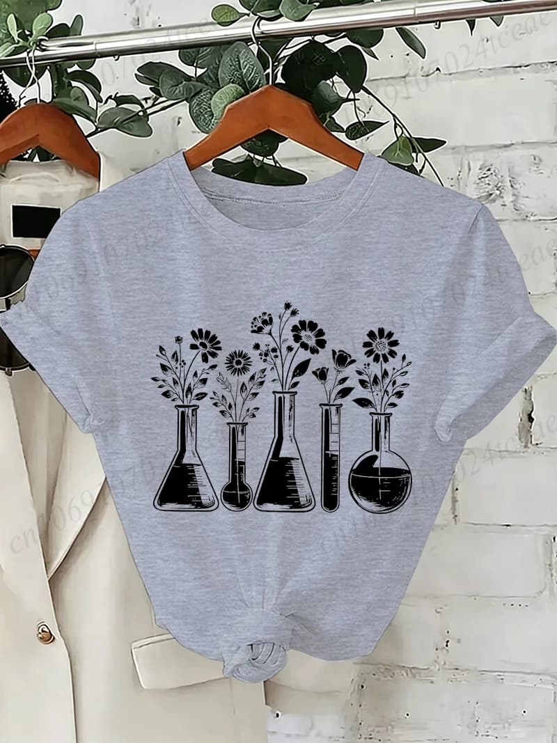 T-shirt botanique, T-shirt moderne pour professeur de sciences, T-shirts floraux pour chimistes de l