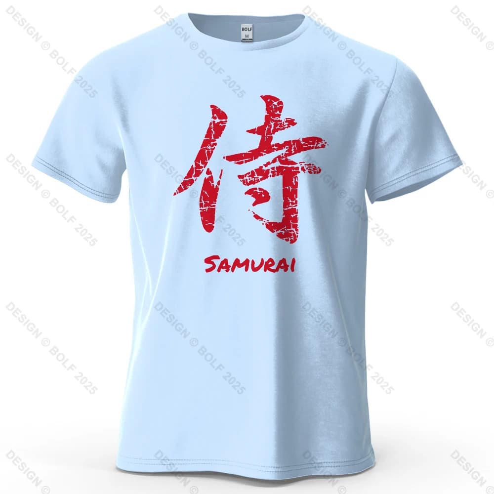 T-Shirt homme imprimé personnage samouraï 100% coton surdimensionné classique esthétique asiatique t