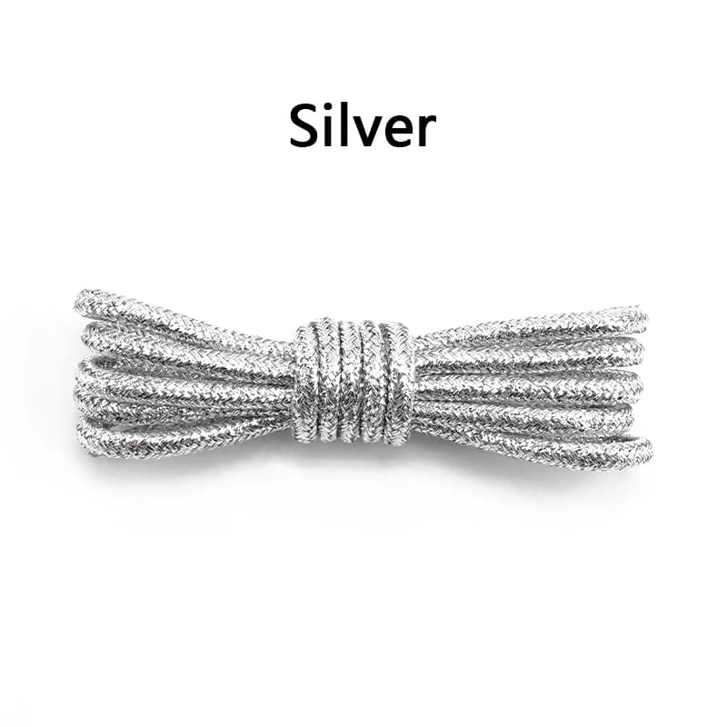 Lacets ronds à paillettes pour baskets, tendance, blanc brillant, coloré, Lurex, blanc, sport décont
