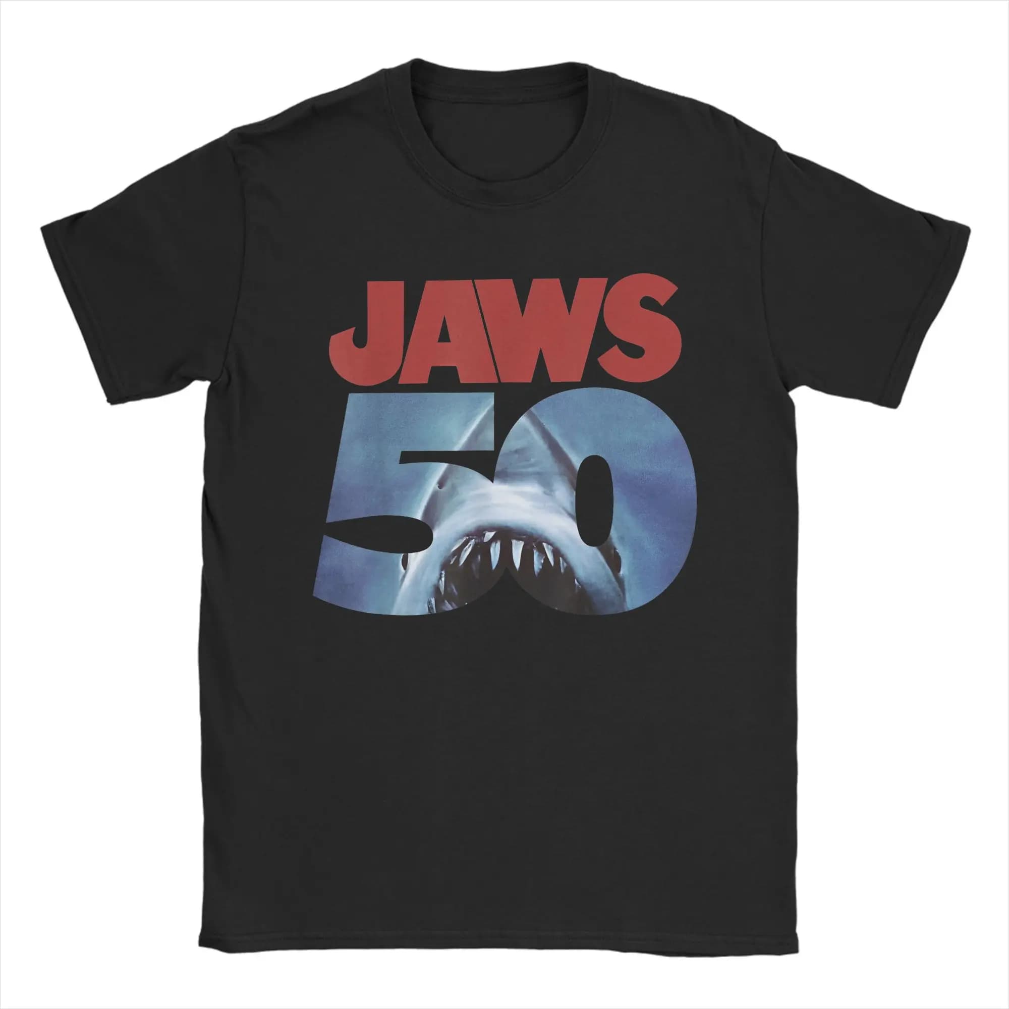 Mâchoires 50th anniversaire Logo film graphique T-Shirt hommes coton créatif T-Shirt col rond T-Shir