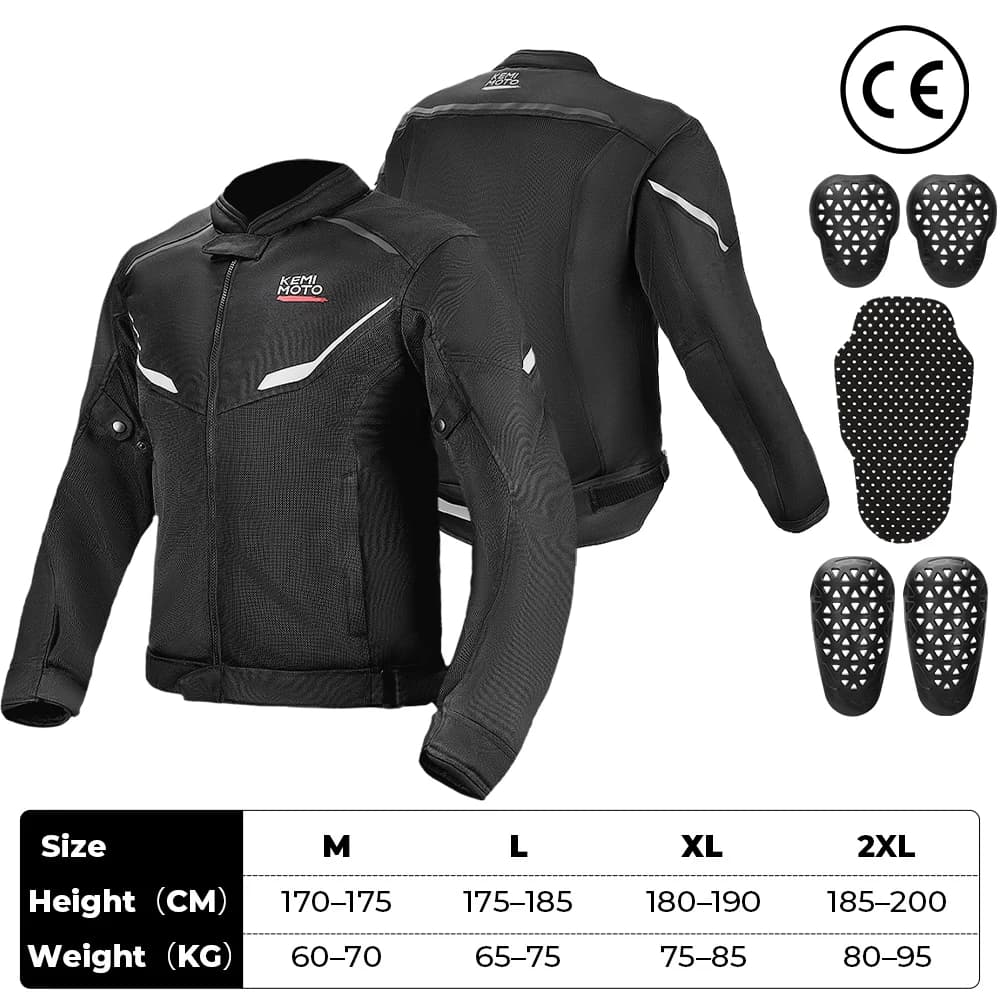 Veste de moto pour hommes, vêtements d'été respirants, équipement de protection CE intégré, maille d