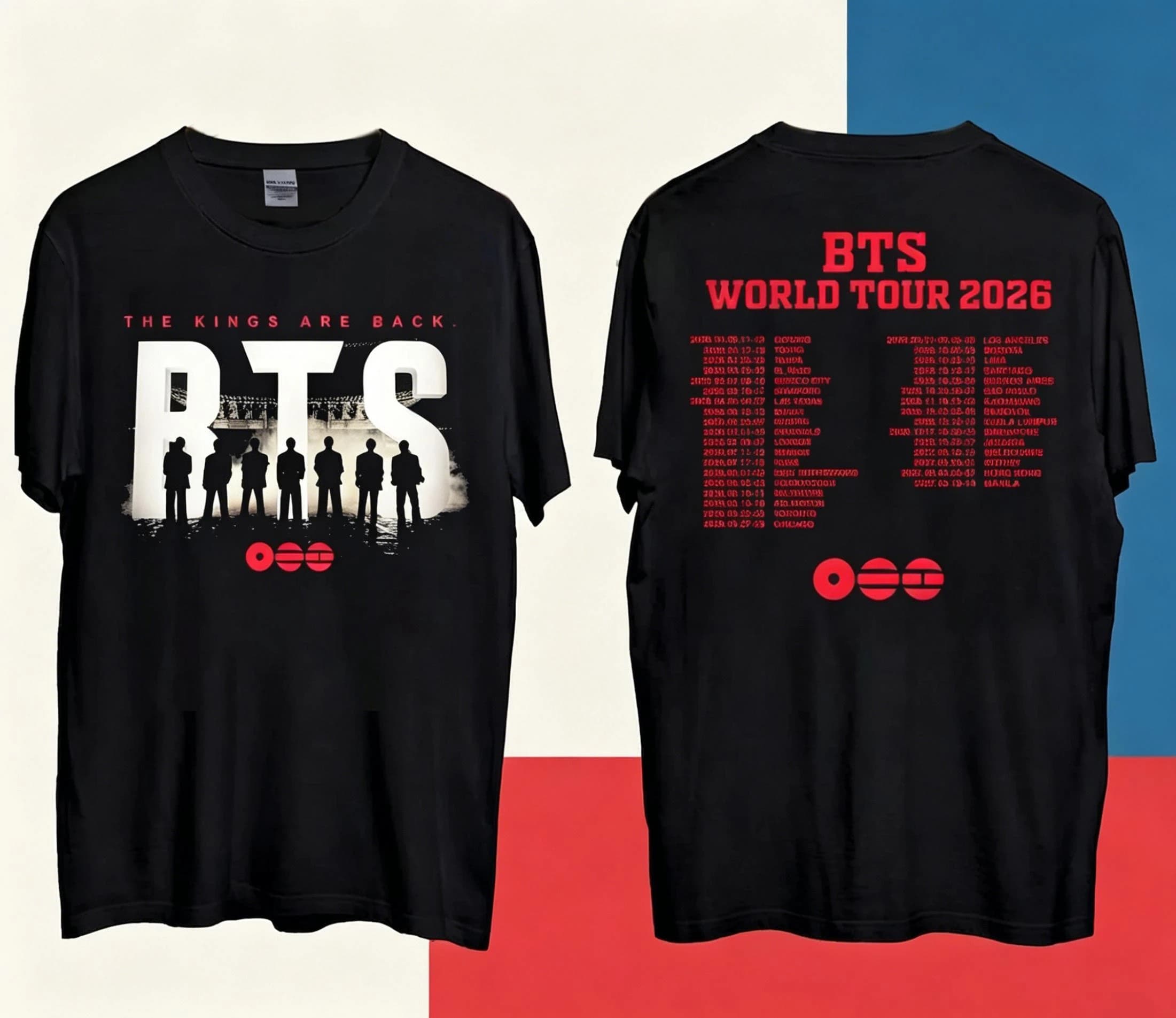 T-shirt BTS World Tour Arirang 2026, Merch K-pop, T-shirt 2026, Nouveauté été, Mode homme femme, Cot