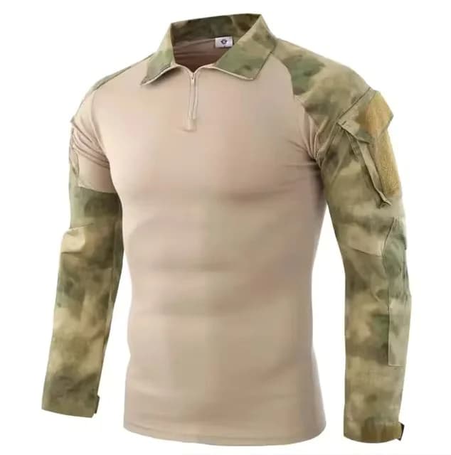 T-shirts tactiques de randonnée pour hommes, vêtements de chasse, chemise de camouflage à manches lo