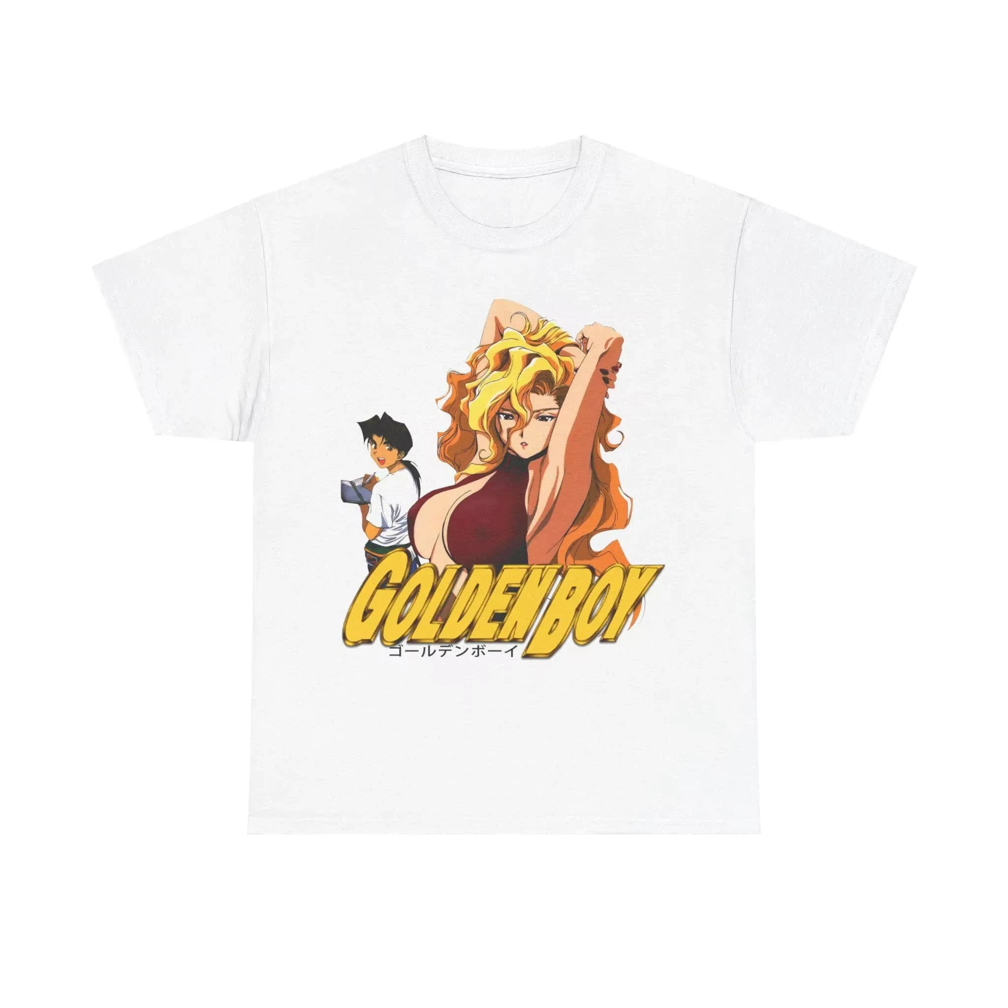 T-shirt graphique vintage anime japonais Golden Boy Oe Kintaro Rio avec lettres dorées en caractères