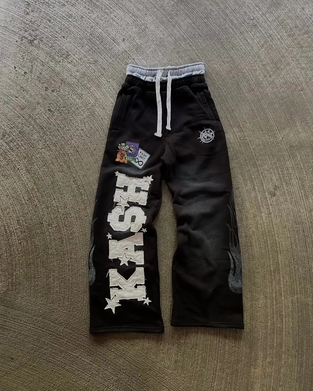 High Street Trendy Pantalon High Street Ins Trendy Marque Hommes et Femmes Lâche Droite Tube Brodé I