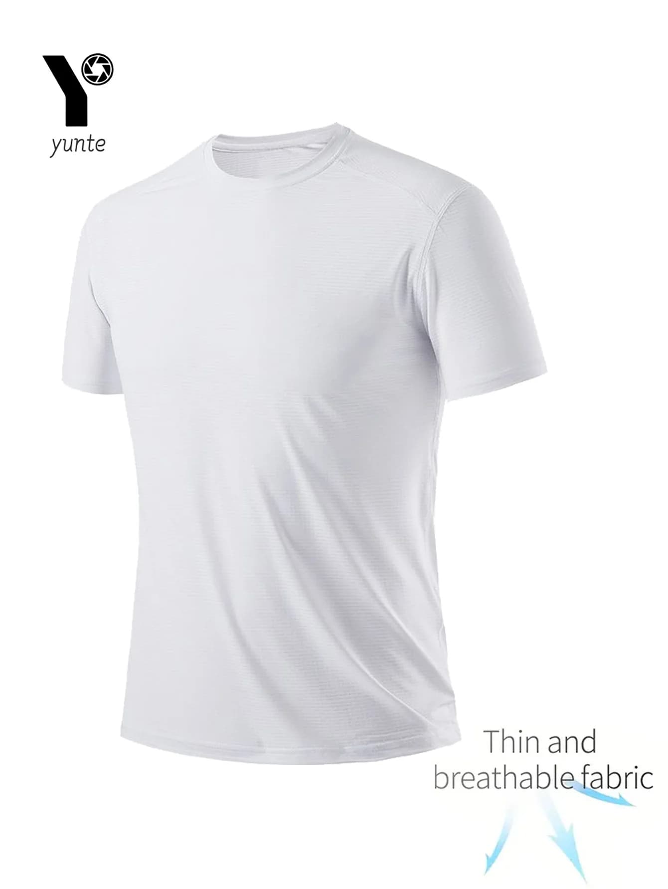 T-shirt col rond 1 pièce blanc ultra-léger pour hommes, séchage rapide, respirant, absorbant la sueu