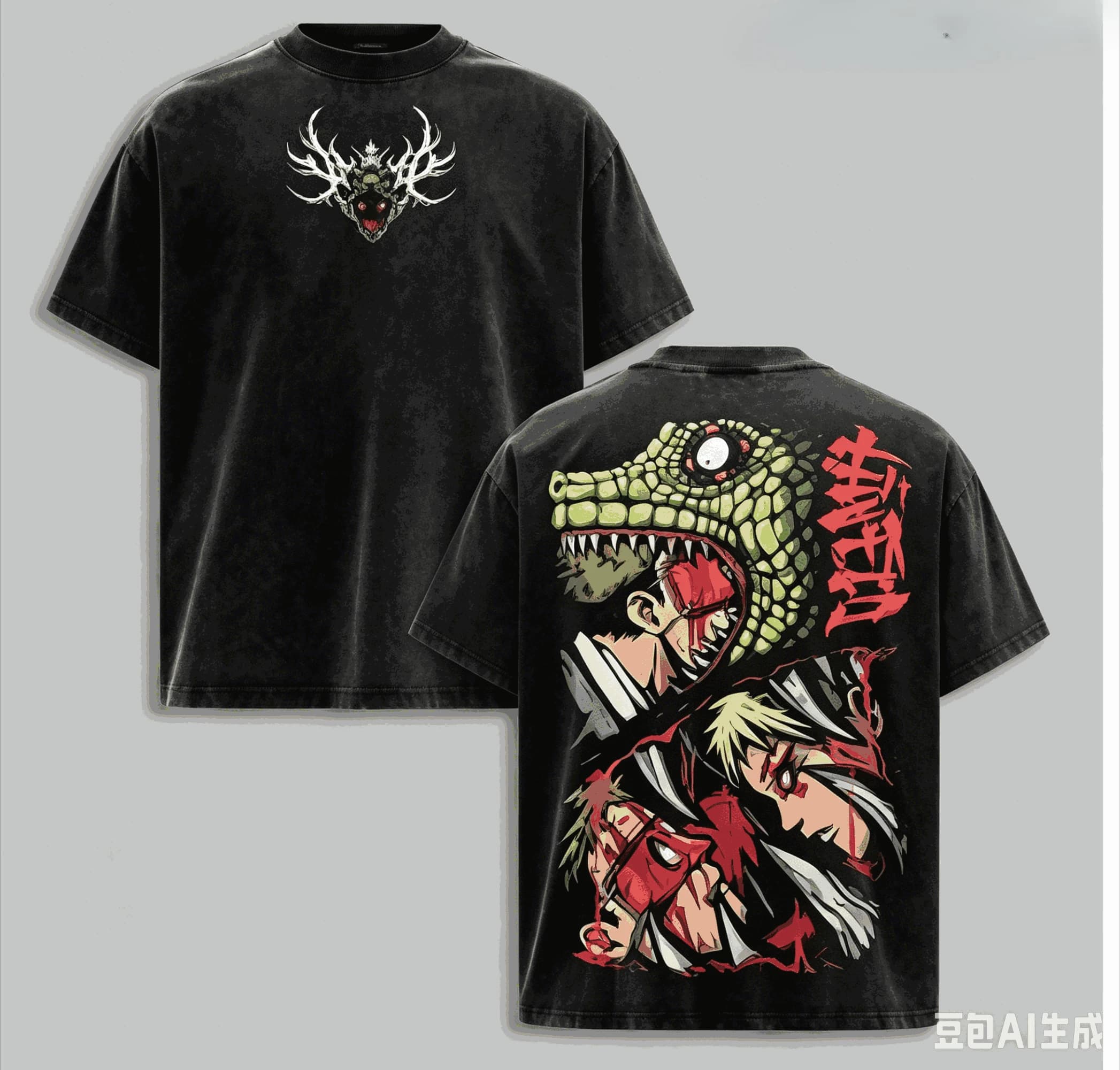 T-shirt délavé Dorohedoro pour les amateurs d'anime, nouveau modèle Harajuku, style vintage ample, s