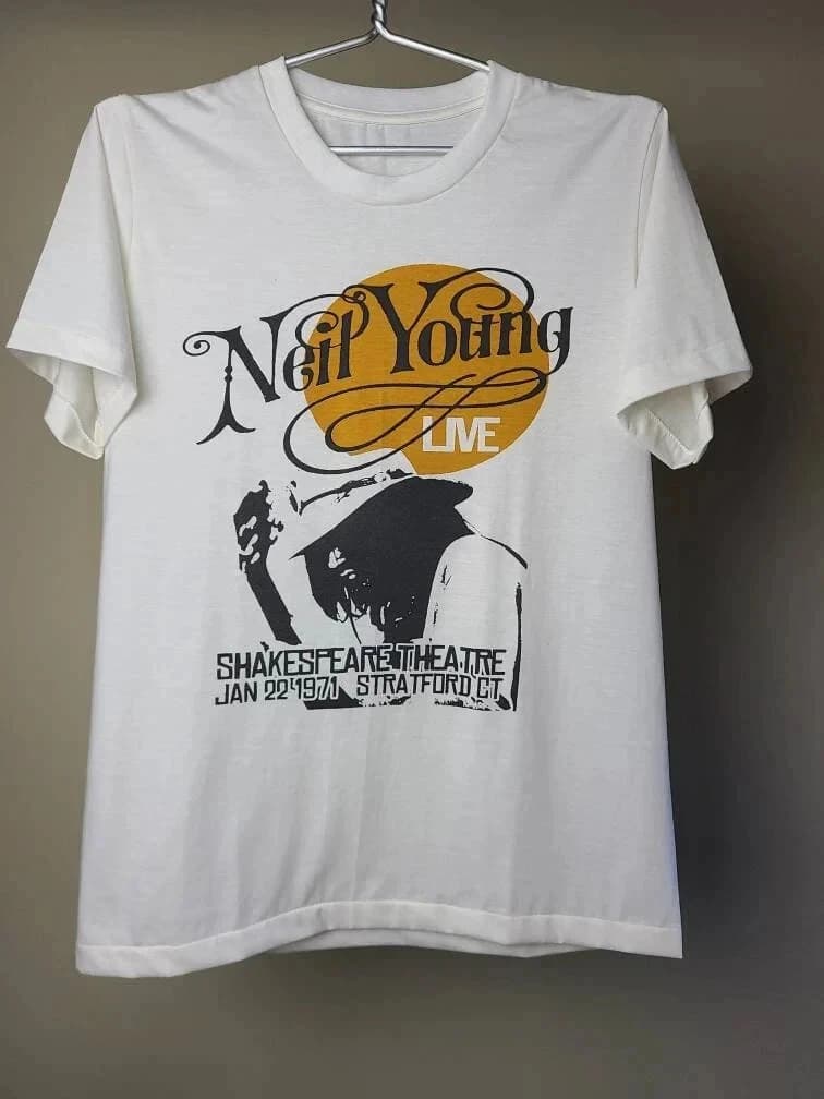 T-shirt vintage d'été pour homme Neil Young, en coton respirant, col rond, streetwear, manches court