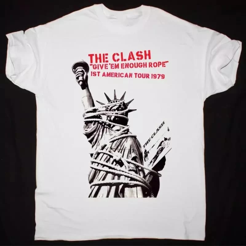 La CLASH GIVE EM ENOUGH ROPE TOUR 1979 T-Shirt coton blanc hommes femmes été hommes T-Shirt décontra