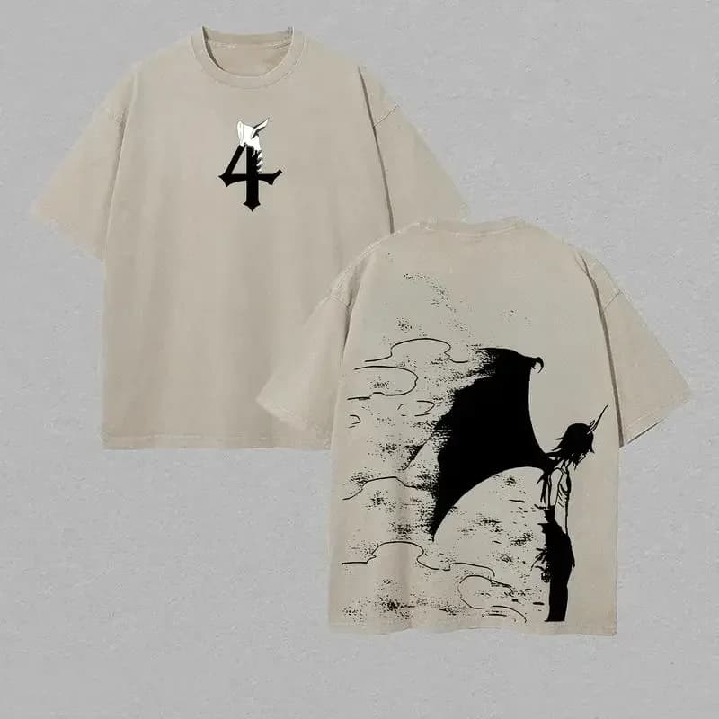 T-shirt à manches courtes pour hommes Ulquiorra Cifer BLEACH, t-shirt vintage délavé, t-shirt décont