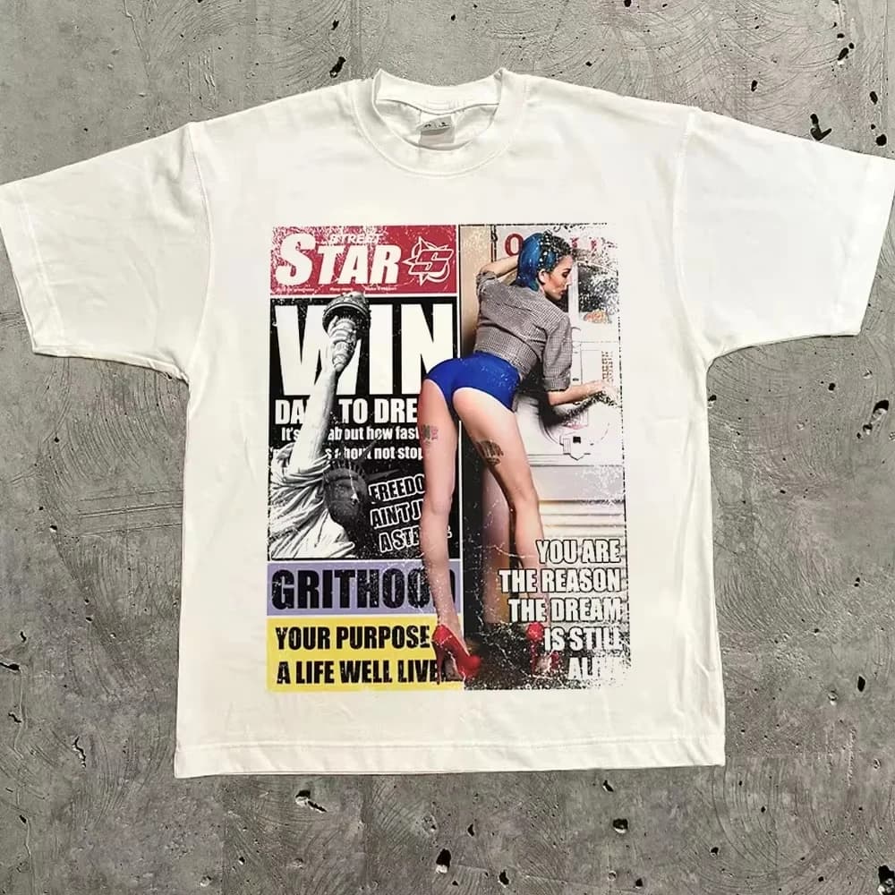 T-shirts graphiques Harajuku Y2K pour hommes et femmes, hauts oversize style streetwear, t-shirt Pro