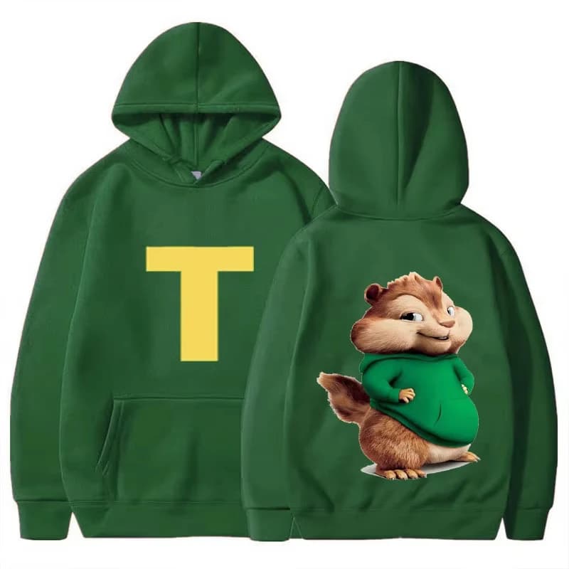 Sweat à capuche de dessin animé doux et confortable Alvin et les Chipmunks vert rouge bleu marine sw