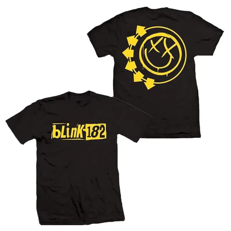 T-shirt graphique Blink-182, motif tête de mort souriante, en coton, pour hommes et femmes, style st