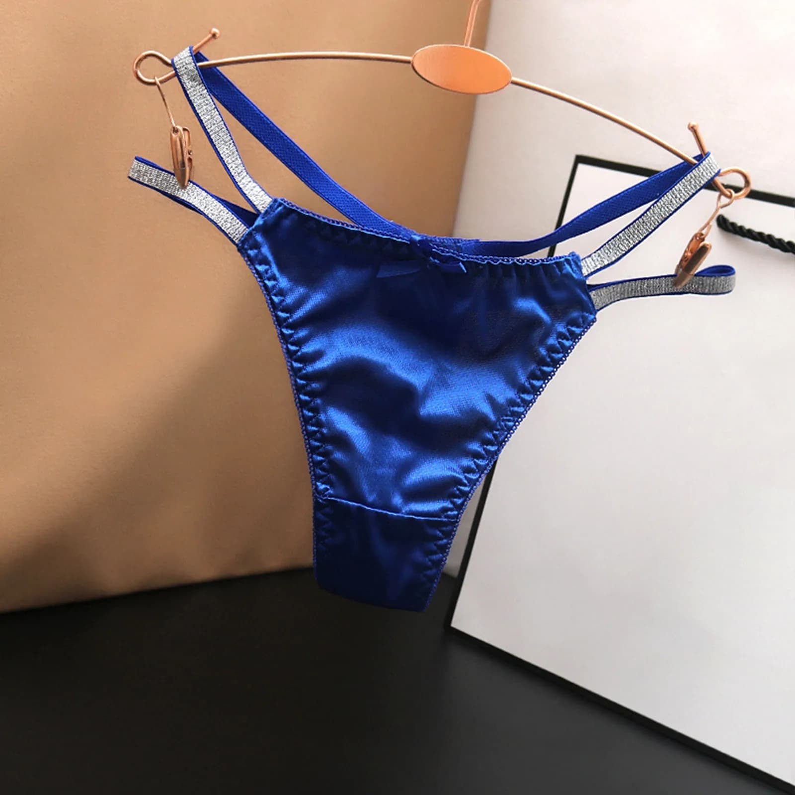 Femmes culottes taille basse slips en satin bretelles fines sous-vêtements de couleur unie Bragas Se