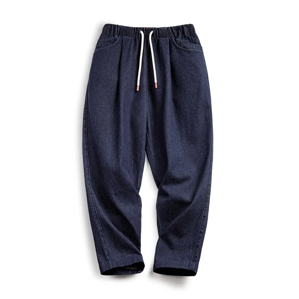 Jeans décontractés Maden 10oz Jogger en denim avec taille élastique et cordon de serrage, pantalon d
