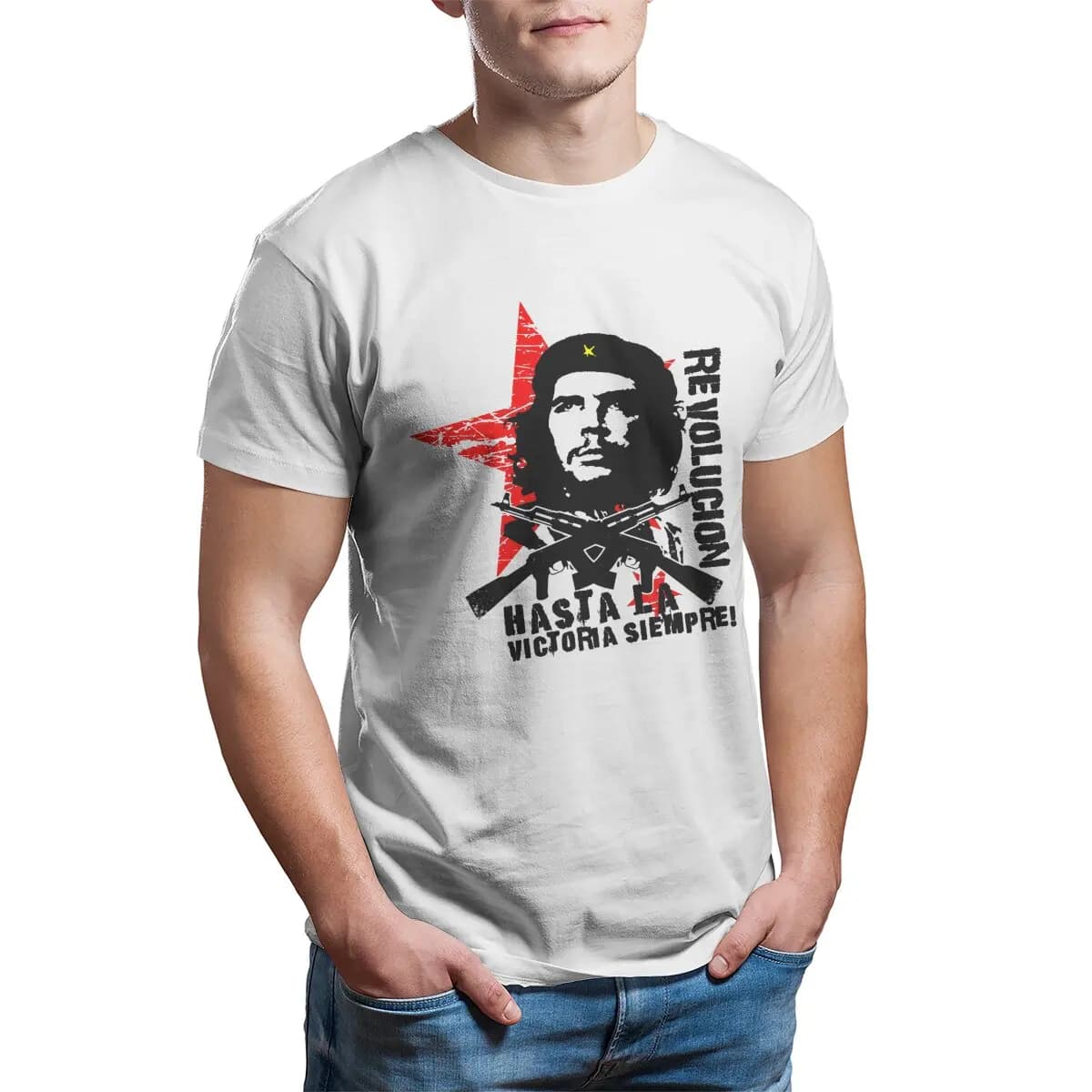 T-Shirt unisexe Revolucion Hasta La Victoria Siempre Che Guevara, 100% coton, vintage imprimé Tee Cl