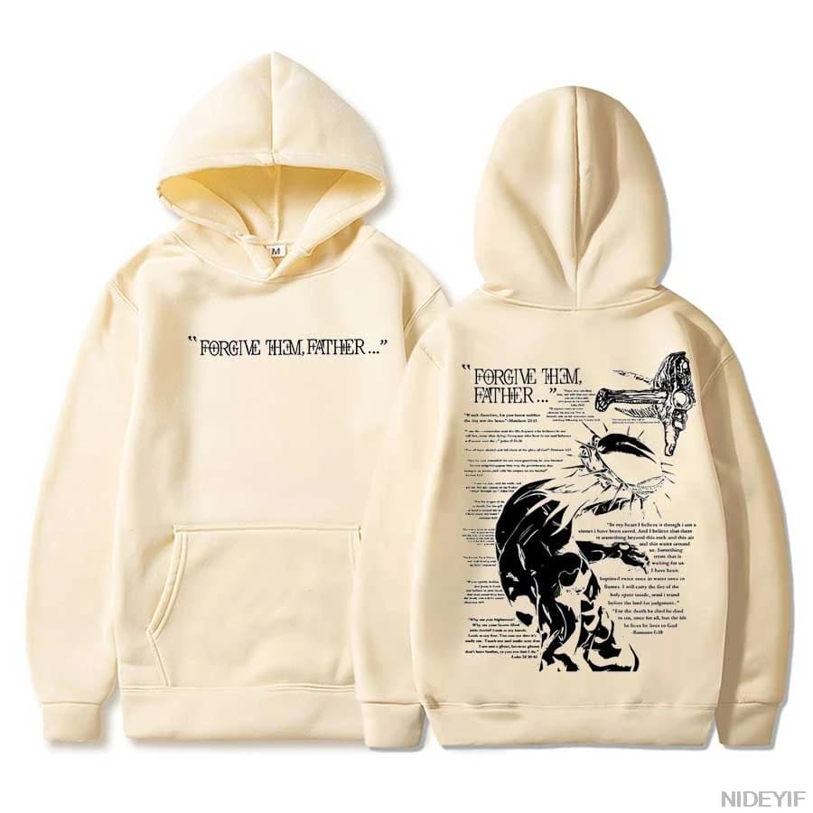Christian Jesus Merch Forgive Them Father Bible Verse Hoodie Hommes Femmes Pull Hiphop Streetwear Ca