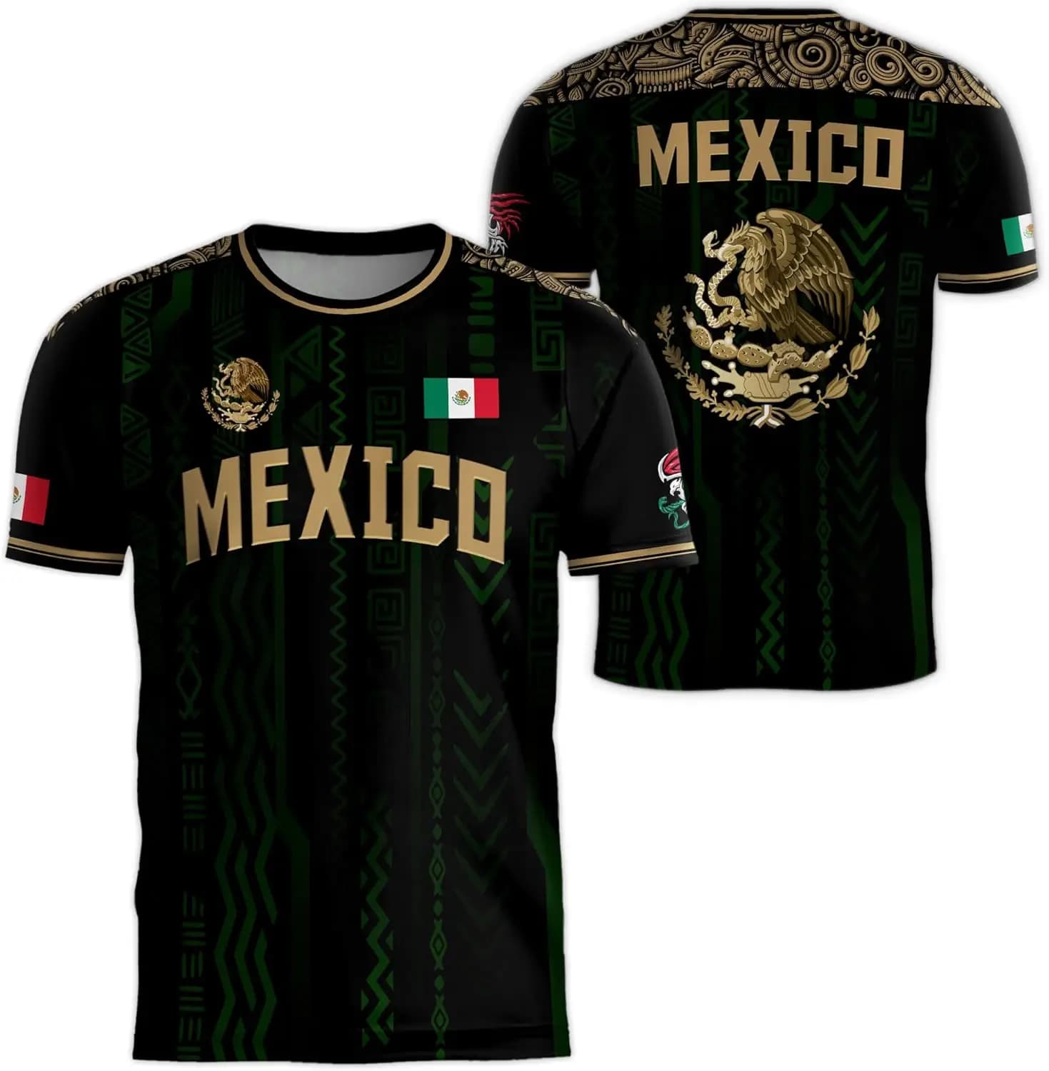 T-shirt de sport à motif d'aigle 3D sur le thème du drapeau mexicain, à séchage rapide, respirant, p