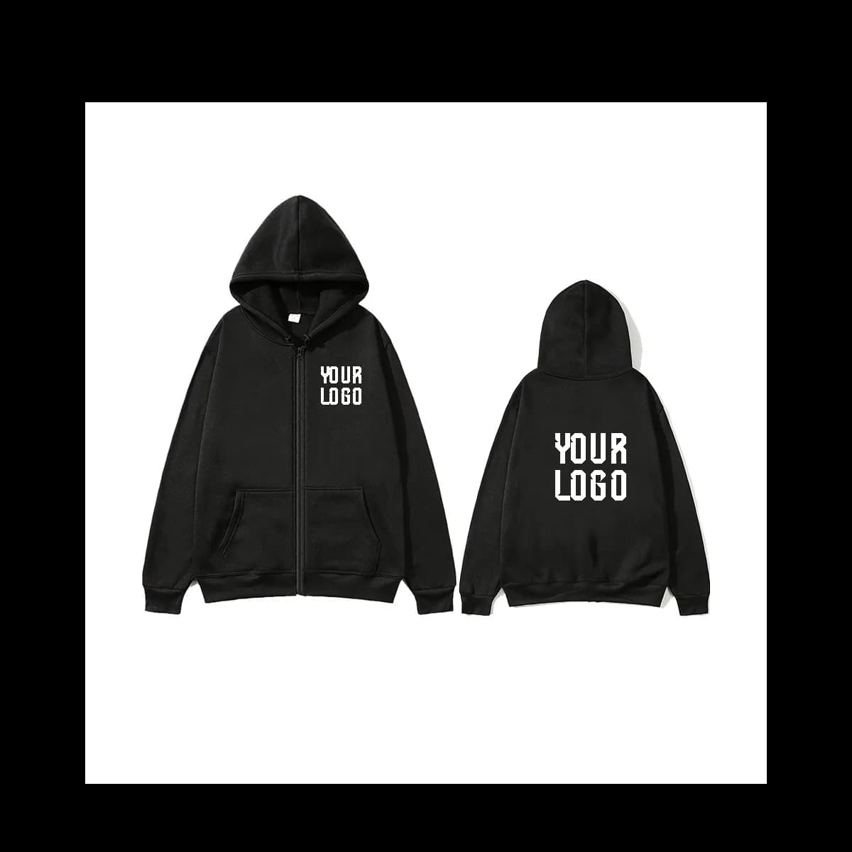 Sweat à capuche zippé de couleur unie | Veste à motif de texte personnalisable | unisexe, person