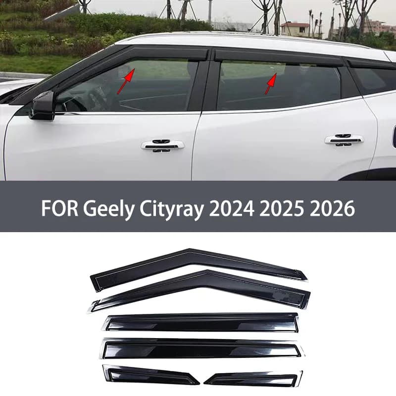 Accessoires de voiture adaptés pour Geely Cityray 2024 2025 2026 ABS noir étanche porte fenêtre visi